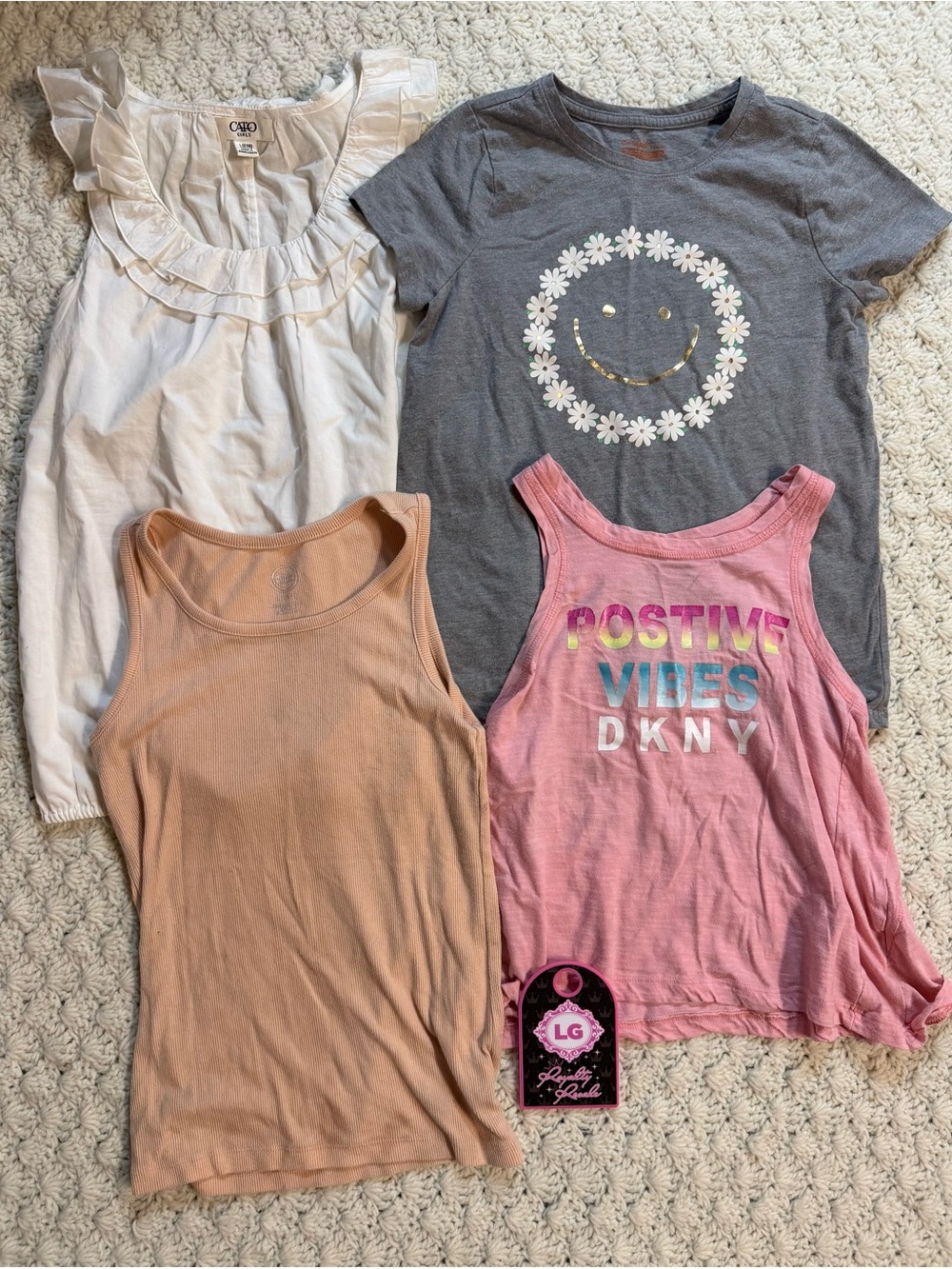 DKNY Pink 'Positive Vibes' Graphic Tank Top